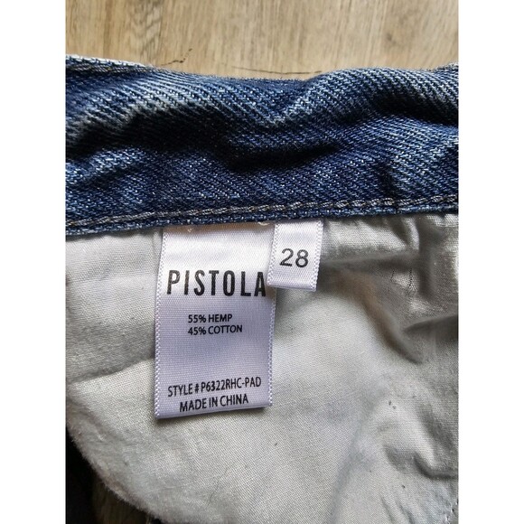 PISTOLA Distressed Straight Leg Blue Ripped Denim Jeans 28 High Rise Botton Fly - Picture 5 of 7